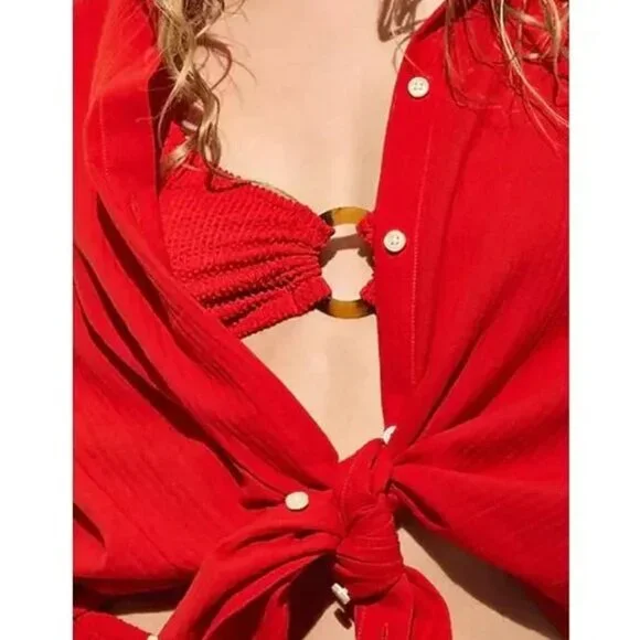 J. Crew Airy gauze button-up shirt XL - Picture 3 of 10